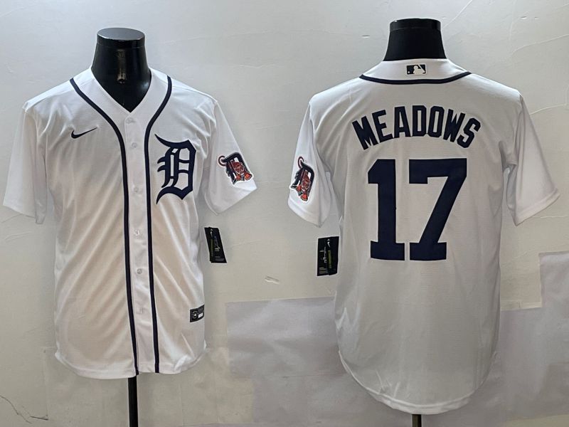 Men Detroit Tigers #17 Meadows White Game 2025 Nike MLB Jersey style 311